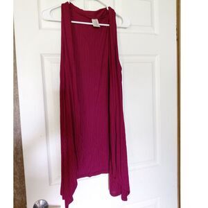SuperNova maroon ribbed open-front sleeveless cardigan vest